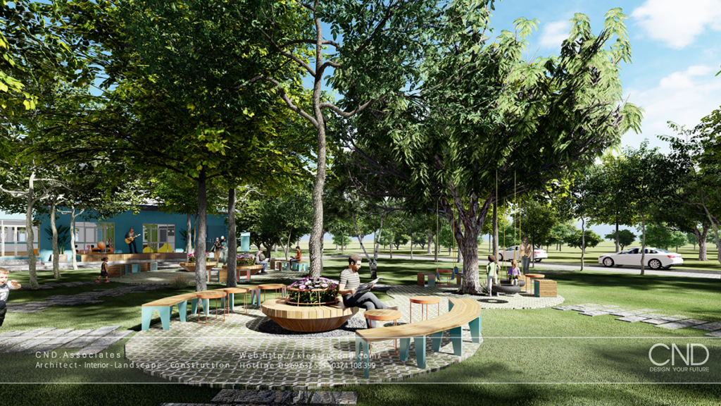 Thiết kế sân vườn trường học - Kiến trúc CND, TP Vinh, Nghệ An